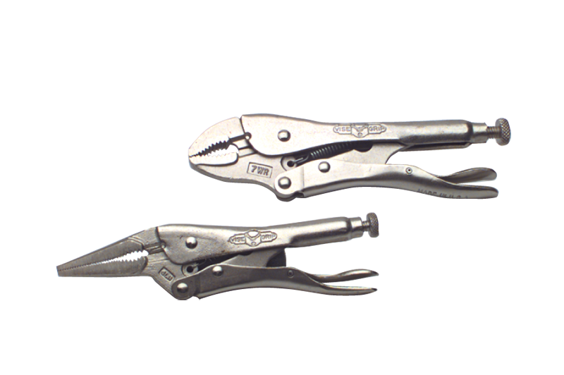 Locking Plier Set -- 2pc. Chrome Plated- Includes: 6" Long Nose; 7" Curved Jaw - A1 Tooling