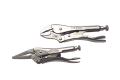 Locking Plier Set -- 2pc. Chrome Plated- Includes: 6" Long Nose; 7" Curved Jaw - A1 Tooling