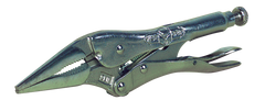 Long Nose Locking Pliers with Wire Cutter -- #9LN Plain Grip 3'' Capacity 9'' Long - A1 Tooling