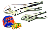 2pc. Chrome Plated Locking Pliers Set with Free Soft Toss Tiger Baseball - A1 Tooling