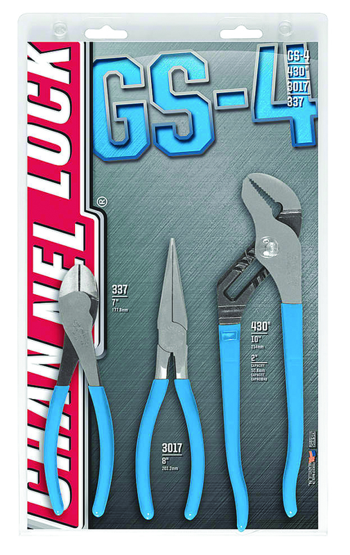 Channellock Combo Pliers Set -- #GS4; 3 Pieces; Includes: 7-1/2" Long Nose; 7" Cutting; 10" Tongue & Groove - A1 Tooling