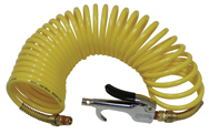 600N25A - 1/4 MPT x 25 Feet - Yellow Nylon - 1-Swivel Fitting(s) - Recoil Air Hose & Air Blow Gun Kit - A1 Tooling