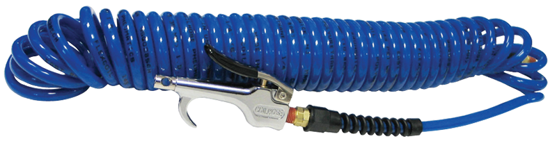 #600PU25BT - 1/4 MPT x 25 Feet - Blue Polyurethane - 2 Swivel Fitting(s) - Recoil Air Hose & Air Blow Gun Kit - A1 Tooling