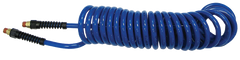 #PU1410BT - 1/4 MPT x 10 Feet - Transparent Blue Polyurethane - 1-Swivel Fitting(s) - Self-Storing Hose - A1 Tooling