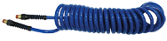 #PU3850BT - 3/8 MPT x 50 Feet - Transparent Blue Polyurethane - 1-Swivel Fitting(s) - Self-Storing Hose - A1 Tooling