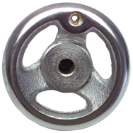 Polished Chrome Plated Handwheel - 12'' Wheel Diameter; 2-5/32'' Hub Diameter; 1/2-13 Threaded Handle Hole; 3/4'' Threaded Center Hole - A1 Tooling