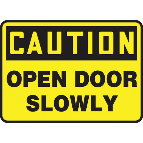 Sign, Caution Open Door Slowly, 7″ × 10″, Aluminum - A1 Tooling