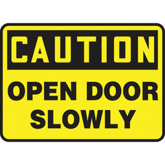 Sign, Caution Open Door Slowly, 7″ × 10″, Aluminum - A1 Tooling