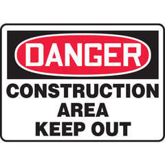 Sign, Danger Construction Area Keep Out, 10″ × 14″, Vinyl - A1 Tooling