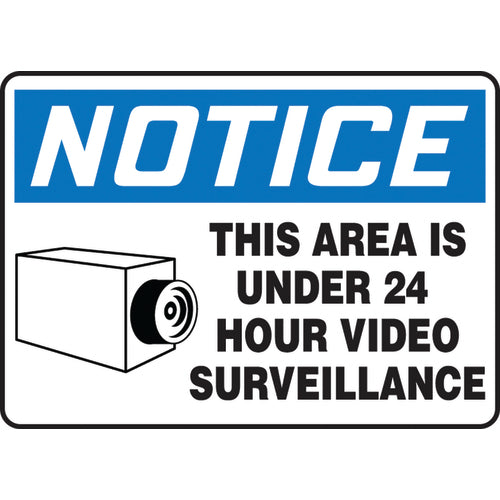 Sign, Notice This Area Is Under 24 Hour Video Surveillance, 10″ × 14″, Vinyl - A1 Tooling