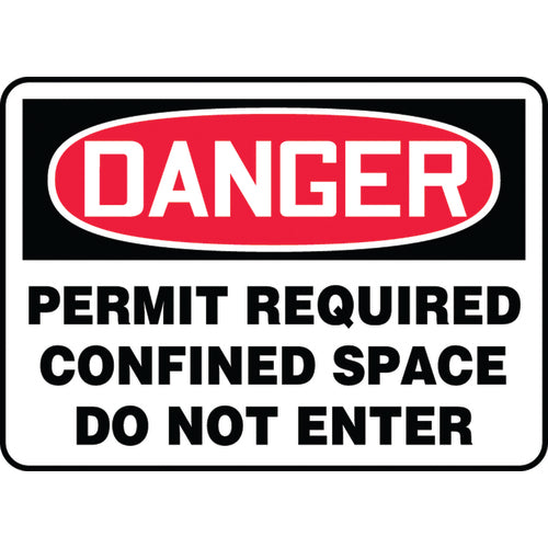 Sign, Danger Permit Required Confined Space Do Not Enter, 10″ × 14″, Vinyl - A1 Tooling