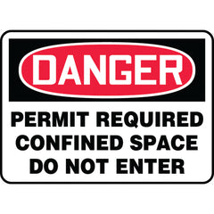 Sign, Danger Permit Required Confined Space Do Not Enter, 7″ × 10″, Vinyl - A1 Tooling