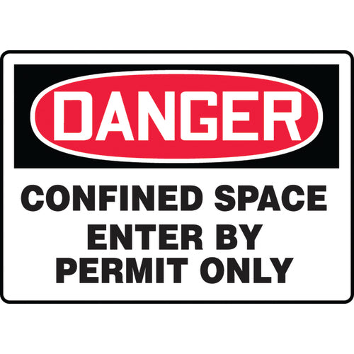 Sign, Danger Confined Space Enter By Permit Only, 10″ × 14″, Vinyl - A1 Tooling