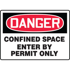 Sign, Danger Confined Space Enter By Permit Only, 10″ × 14″, Vinyl - A1 Tooling