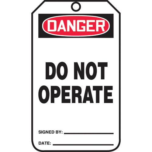 Safety Tag, Danger Do Not Operate , 25/Pk, Cardstock - A1 Tooling