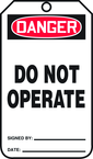 Safety Tag, Danger Do Not Operate , 25/Pk, Plastic - A1 Tooling