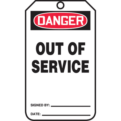 Safety Tag, Danger Out Of Service, 25/Pk, Cardstock - A1 Tooling