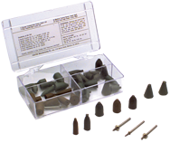 #767 Resin Bonded Rubber Kit - Point & Mandrel - Various Shapes - Equal Assortment Grit - A1 Tooling