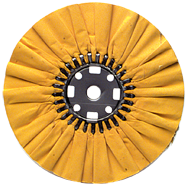 16 x 1-1/4'' (7 x 8'' Flange) - Cotton Treated - Stiff Yellow Sheeting for Non-Ferrous Metals Ventilated Bias Buffing Wheel - A1 Tooling