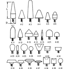‎1/4″ × 1 1/2″ Shank-7/8″ × 2″ - A11 - Aluminum Oxide Mounted Point - A1 Tooling