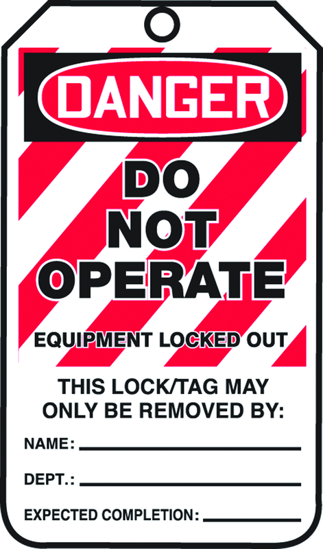 Lockout Tag, Danger Do Not Operate Equipment Locked Out, 25/Pk, Plastic - A1 Tooling