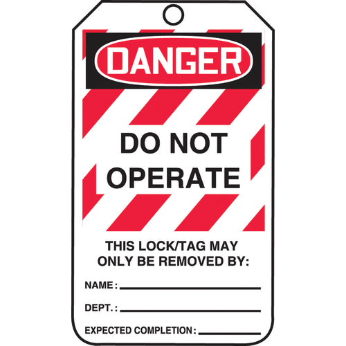 Lockout Tag, Danger Do Not Operate, 25/Pk, Cardstock - A1 Tooling