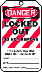 Lockout Tag, Danger Locked Out, 25/Pk, Plastic - A1 Tooling