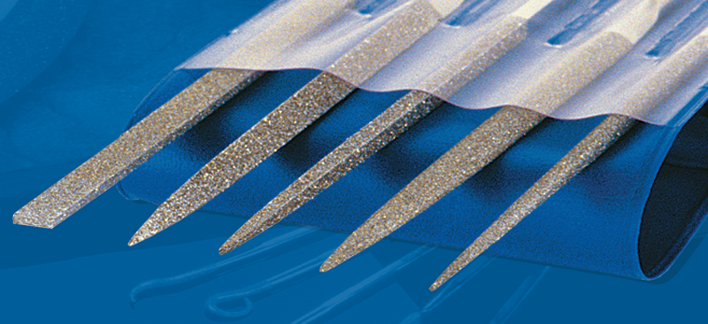 2-3/4'' Diamond Length - 5-1/2'' OAL (Various) - Fine Grit - 5 pc. Set Diamond Needle File - A1 Tooling