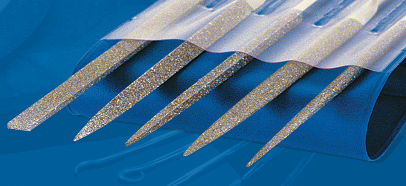 2-3/4'' Diamond Length - 5-1/2'' OAL (Various) - Medium Grit - 5 pc. Set Diamond Needle File - A1 Tooling