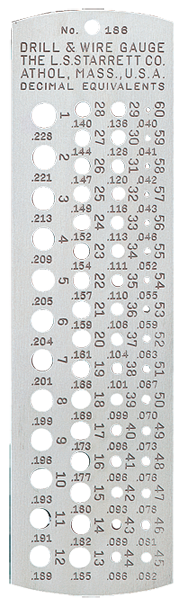 #186 - Number 1 to 60 - Drill Gage - A1 Tooling