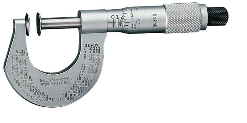 #256MRL-50 -  25 - 50mm Measuring Range - .01mm Graduation - Ratchet Thimble - High Speed Steel  Face - Disc Micrometer - A1 Tooling