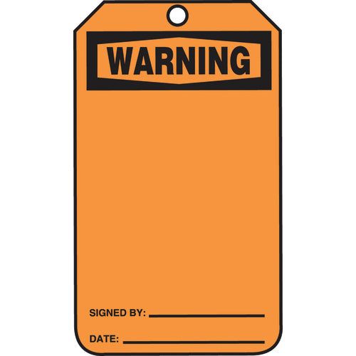 Safety Tag, Warning (Blank), 25/Pk, Cardstock - A1 Tooling