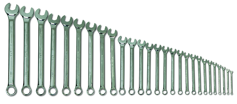 27 Piece Supercombo Wrench Set - High Polish Chrome Finish - Supercombo Open End and Supertorque Box End - Metric 6mm - 36mm; Tools Only - A1 Tooling