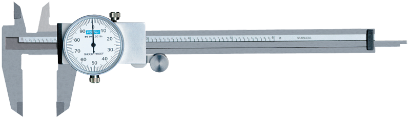 0 - 6'' Measuring Range (.001" Grad.) - Shockproof Steel Dial Caliper - #52-008-707 - A1 Tooling