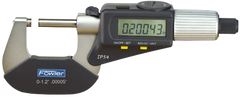 0 - 1"/0 - 25mm Measuring Range - .00005"/.001mm Resolution - Ratchet Thimble - Carbide Face - Electronic 4-Way Reading Outside Micrometer with SPC - A1 Tooling