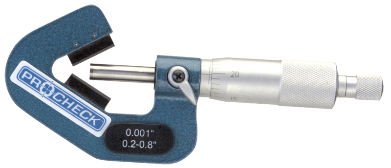 .2 - 1'' Measuring Range - .001 Graduation - Ratchet Thimble - High Speed Steel Face - 5-Flute V-Anvil Micrometer - A1 Tooling