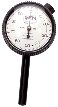 .200 Total Range - 0-100 Dial Reading - Back Plunger Dial Indicator - A1 Tooling