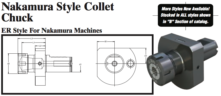 Nakamura Style Collet Chuck (ER Style For Nakamura Machines) - Part #: NK53.3025 - A1 Tooling