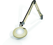 Green-Lite® 5" Shadow White Round LED Magnifier; 43" Reach; Table Edge Clamp - A1 Tooling