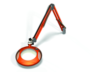 Green-Lite® 6" Brilliant Orange Round LED Magnifier; 43" Reach; Table Edge Clamp - A1 Tooling