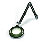 Green-Lite® 6" Racing Green Round LED Magnifier; 43" Reach; Table Edge Clamp - A1 Tooling