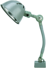 9" Uniflex Machine Lamp; 120V, 60 Watt Incandescent Light, Magnetic Base, Oil Resistant Shade, Gray Finish - A1 Tooling