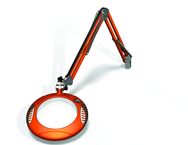 Green-Lite® 7-1/2" Brilliant Orange Round LED Magnifier; 43" Reach; Table Edge Clamp - A1 Tooling
