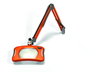 Green-Lite® 7" x 5-1/4"Brilliant Orange Rectangular LED Magnifier; 43" Reach; Table Edge Clamp - A1 Tooling
