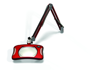 Green-Lite® 7" x 5-1/4"Blazing Red Rectangular LED Magnifier; 43" Reach; Table Edge Clamp - A1 Tooling