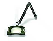Green-Lite® 7" x 5-1/4"Racing Green Rectangular LED Magnifier; 43" Reach; Table Edge Clamp - A1 Tooling
