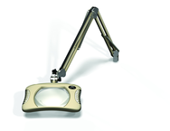 Green-Lite® 7" x 5-1/4"Shadow White Rectangular LED Magnifier; 43" Reach; Table Edge Clamp - A1 Tooling