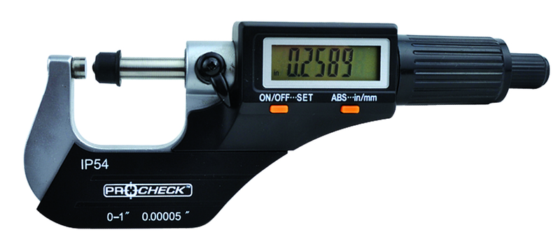 IP54 Electronic Micrometer - 0-1"/25.4mm Range - .00005"/.001mm Resolution - Output S4 Connector - A1 Tooling