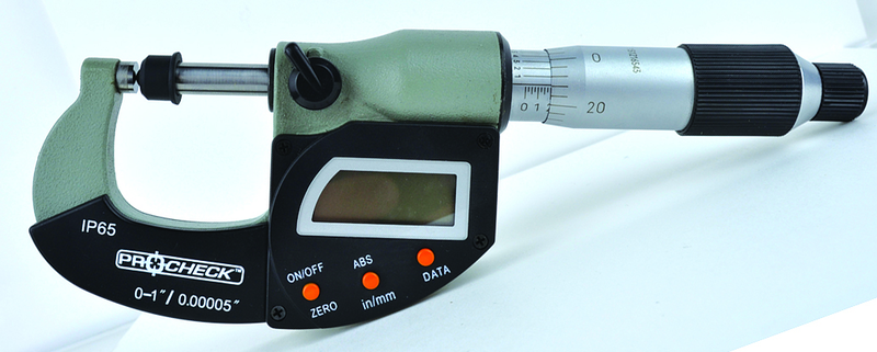 IP65 Electronic Micrometer - 0-1"/24.4mm Range - .00005"/.001mm Resolution - Output S4 Connector (Not IP) - A1 Tooling