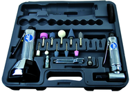 #2060 - Pneumatic Cut-Off Tool & Right Angle Grinder Kit - Includes: 1) each: Angle Die Grinder with collets; 3" Cut-Off Tool; Air Fitting (3) Cut-Off Wheels; (10) Mounted Points; (3) Spanner Wrenches; and Case - A1 Tooling